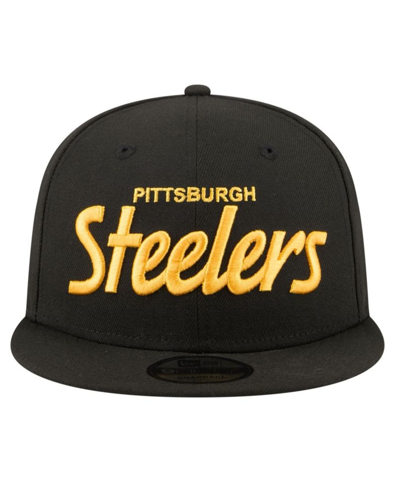 Men's Black Pittsburgh Steelers Core Team Script 9FIFTY Snapback Hat