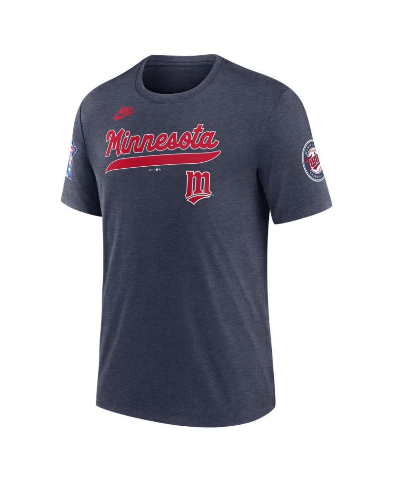 Men's Heather Navy Minnesota Twins Cooperstown Collection Eras Tri-Blend T-Shirt