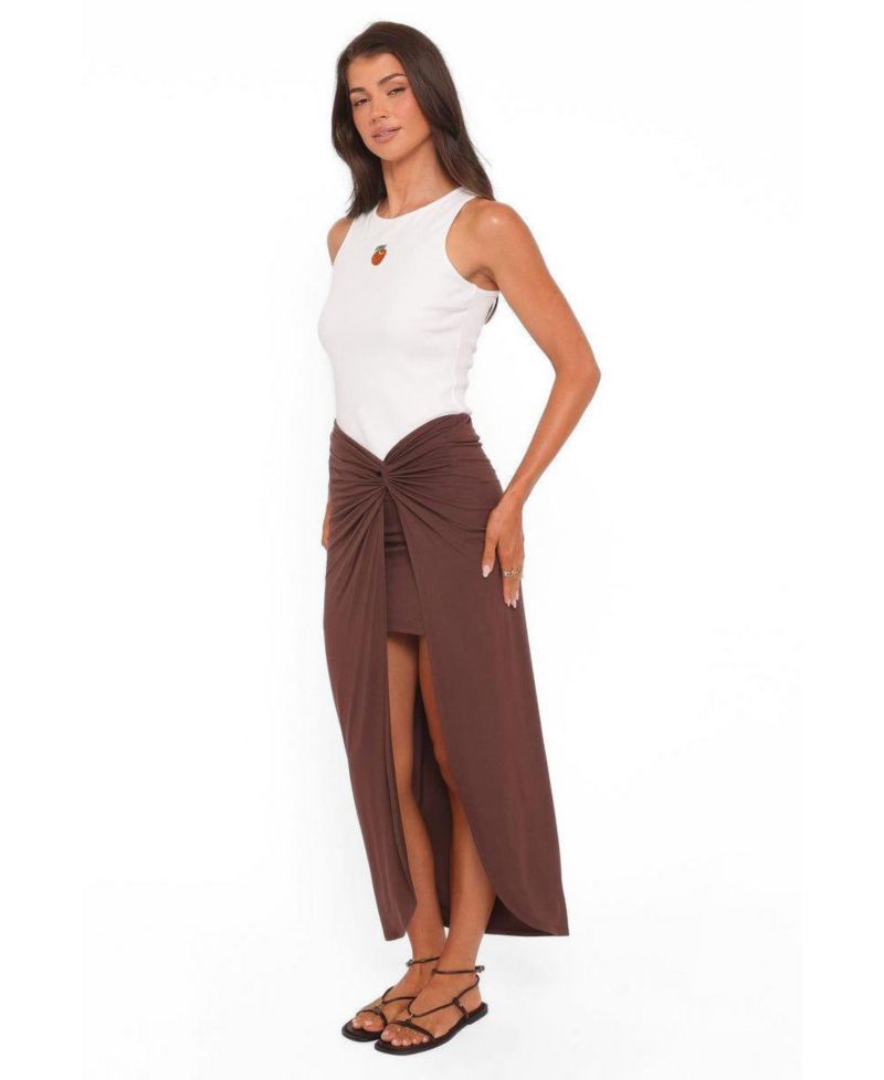 Women's Cassandra High-Waisted Asymmetrical Front-Twist Sarong Skirt