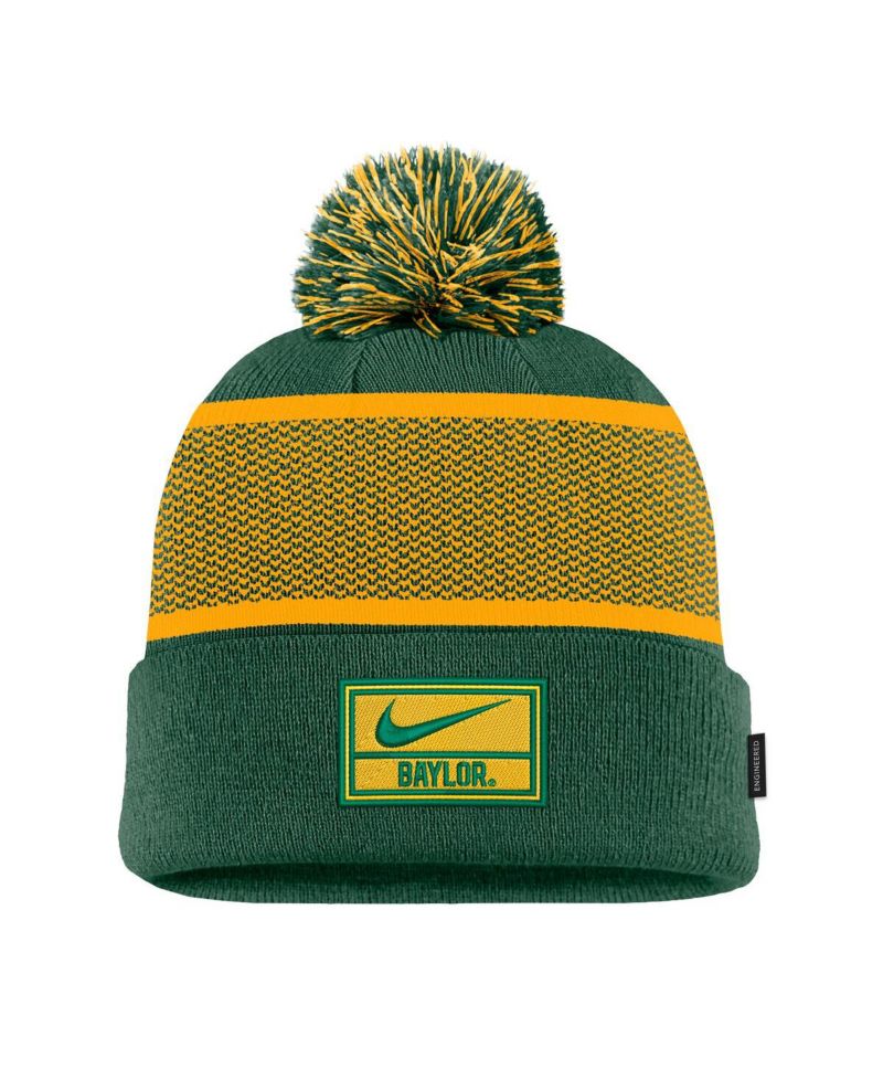 Men's Green Baylor Bears 2024 Sideline Peak Cuffed with Pom Knit Hat