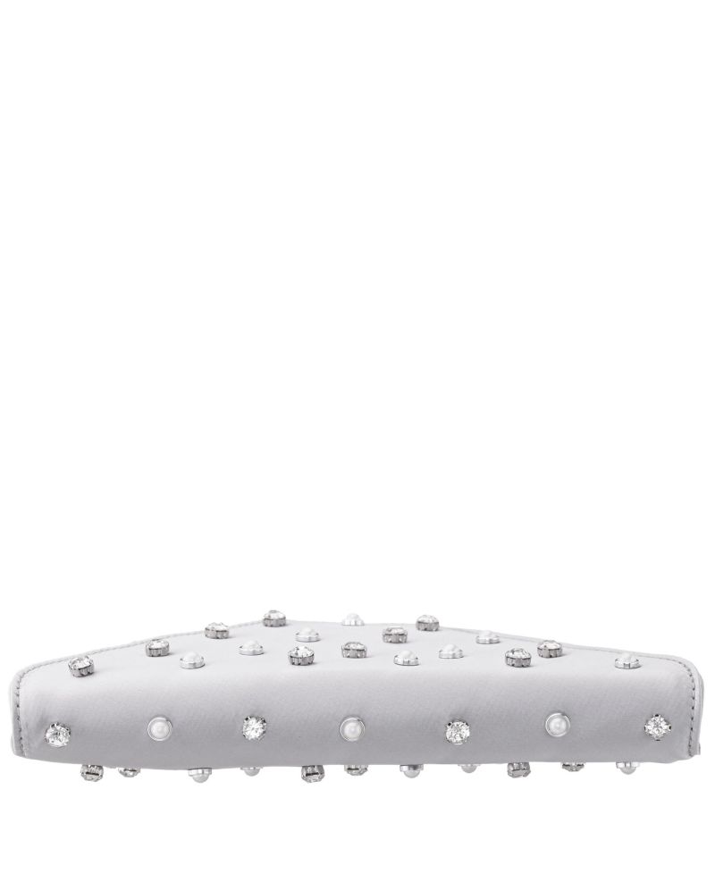 Imitation Pearl/Crystal Adorned Square Envelope Clutch