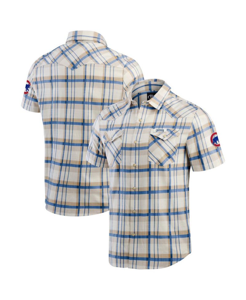 Men's Royal Chicago Cubs Plaid Full-Snap Shirt
