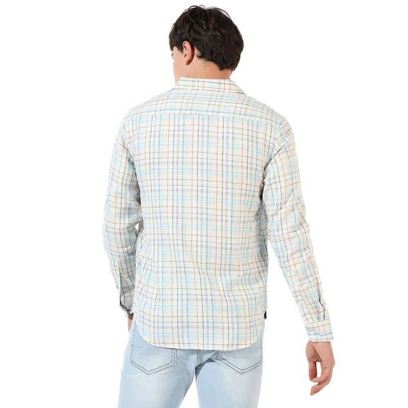 Men's Multicolour Checkered Regular Fit Casual Shirt
