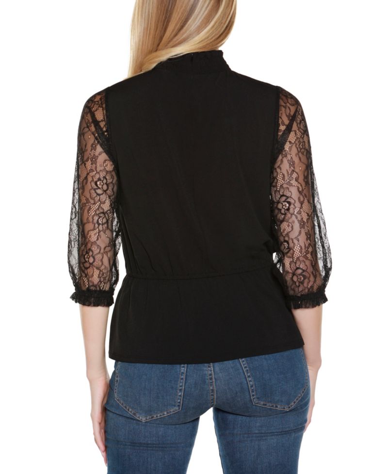 Women's Mixed-Media Embellished Knit Top