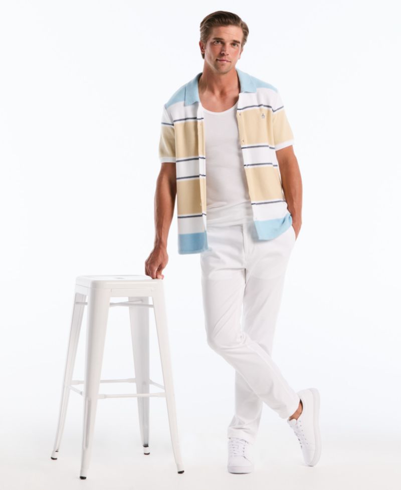 Men's Cotton Color-Block Stripe Shirt