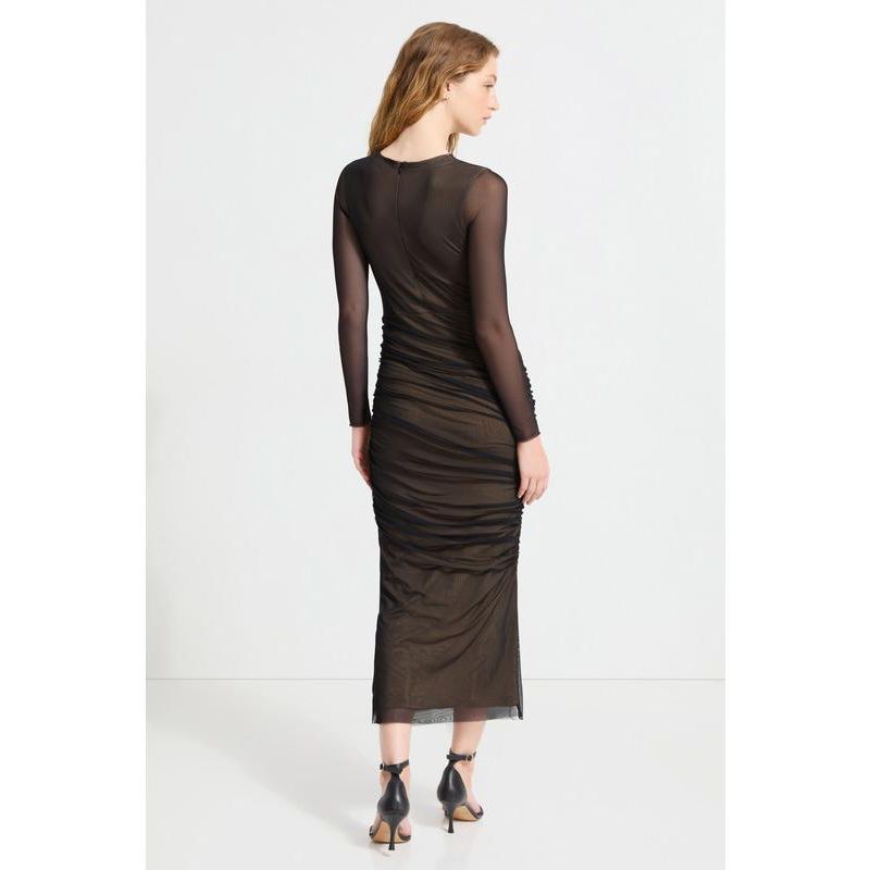 Women's Gia Floating Mesh-Overlay Long-Sleeve Fitted Cocktail Dress