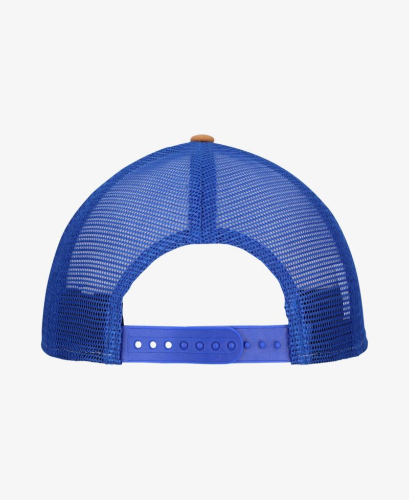 Men's Brown/Royal Buffalo Bills Team Patch Split Panel 9SEVENTY Adjustable Trucker Hat