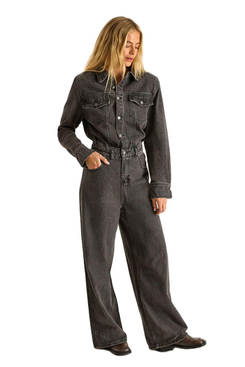 Women's Denim Shoulder Pad Boilersuit