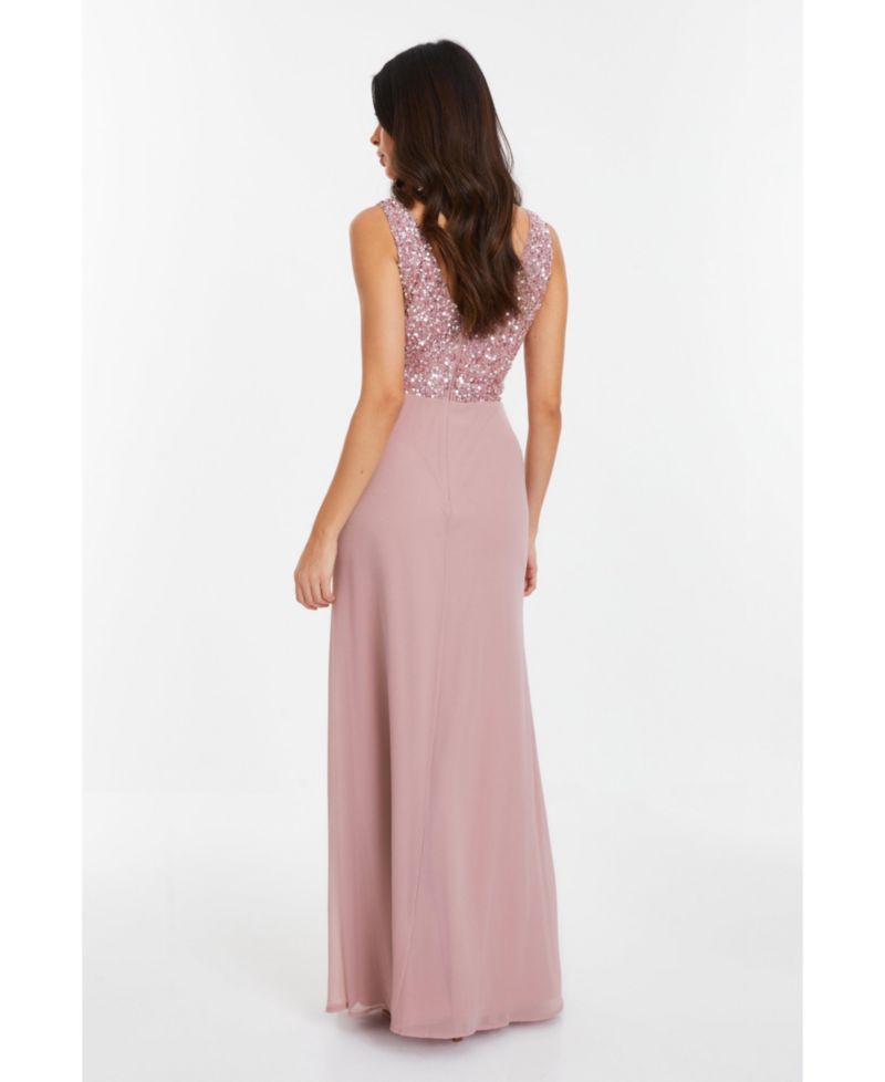Women's Chiffon Embellished Wrap Maxi Dress