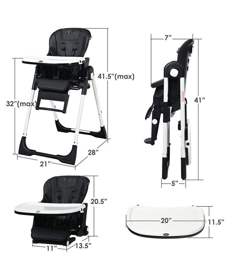 4-in-1 Convertible Highchair and Booster Seat with Height Adjustment
