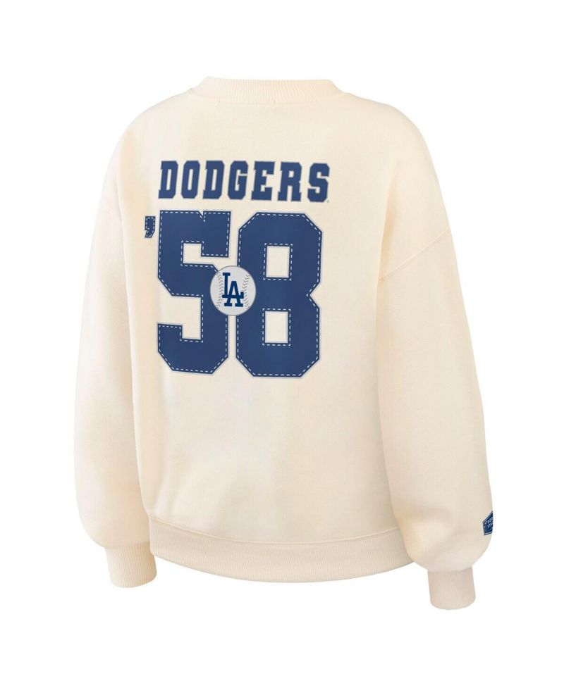 Women's Cream Los Angeles Dodgers Heavyweight Crew Neck Sweatshirt