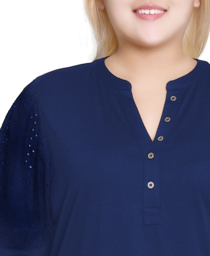 Plus Size Puff Elbow Sleeve Top