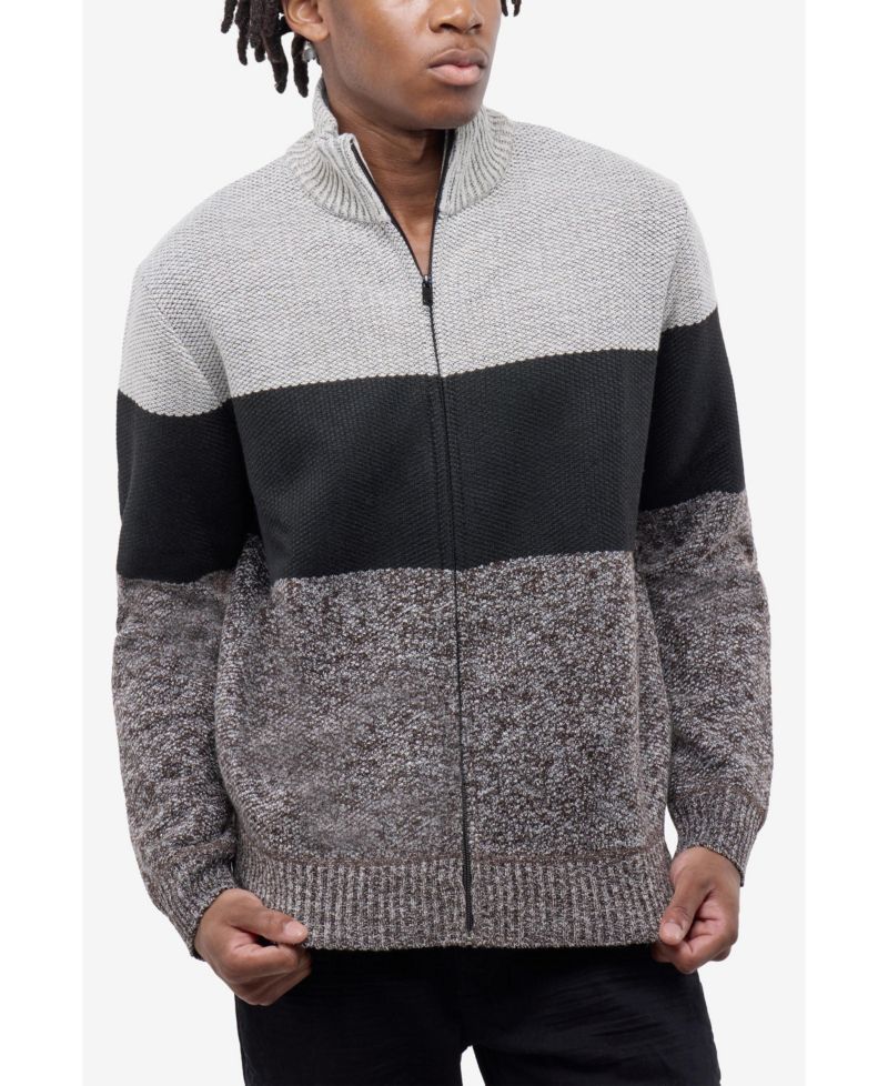 Men's Full Zip Mock Neck Sweater With Fleece Lining