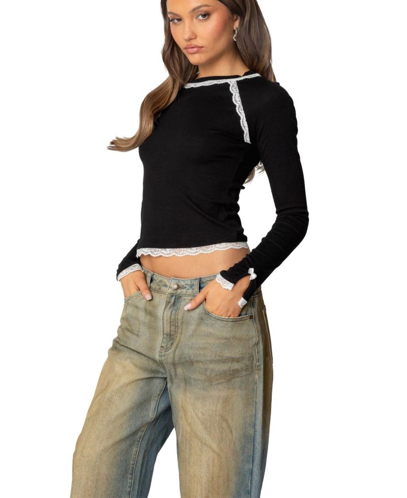 Women's Edith Lacey Ribbed Top