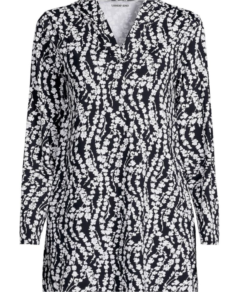 Women's Long Torso SunShade UPF 50 Hooded Mini Swim Swim Cover-Up Dress