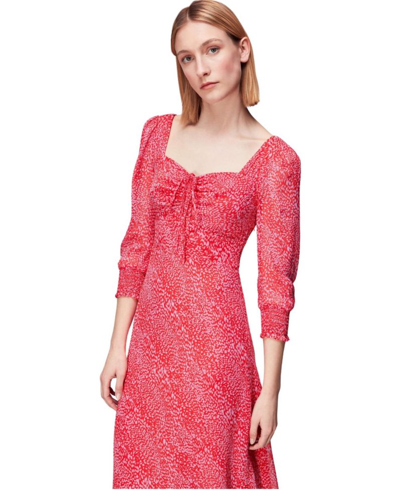 Women's Diagonal Leopard A-Line Midi Dress