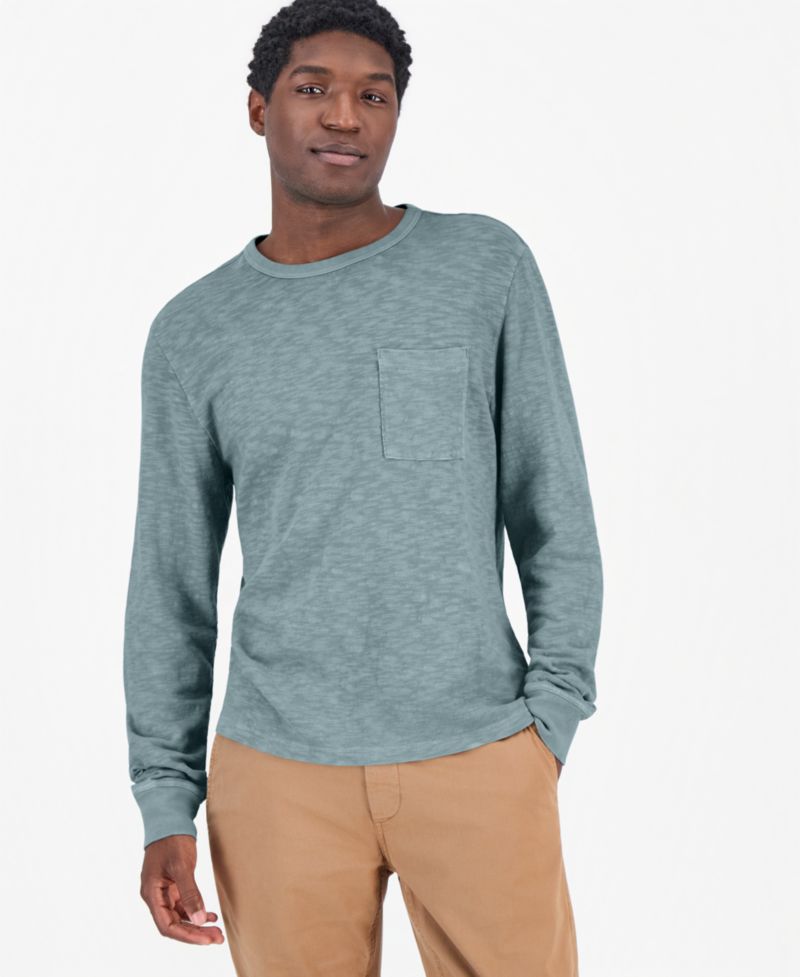 Men's Slub-Knit Long-Sleeve Pocket T-Shirt