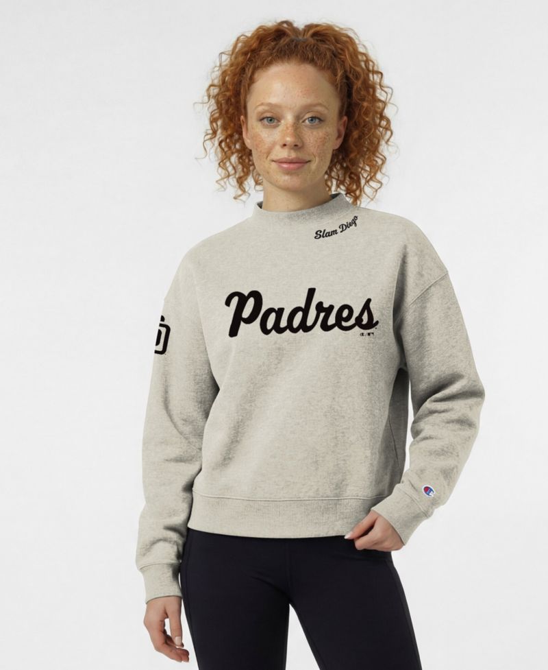 Women's San Diego Padres Triumph Tri-Blend Mock Neck Fleece-Lined Sweatshirt