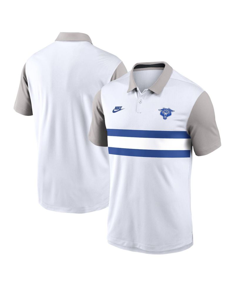 Men's White/Gray Kentucky Wildcats Athletic Prep Legacy Logo Vapor Performance Polo Shirt