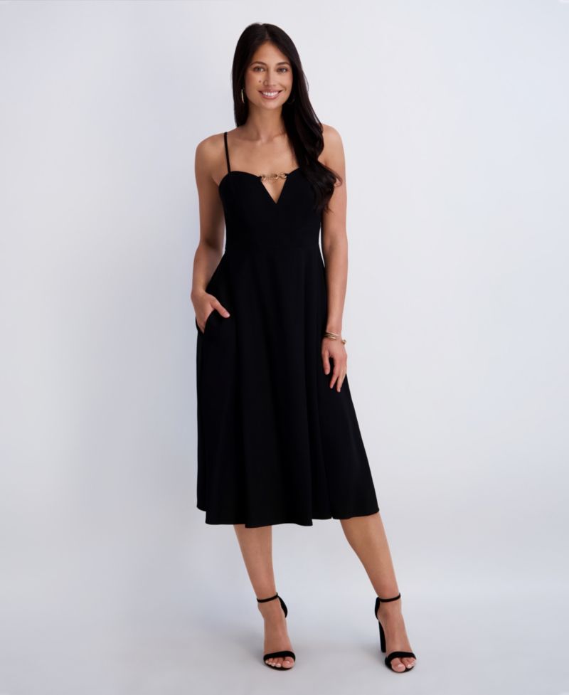 Women's Sleeveless Keyhole Detail Midi Dress