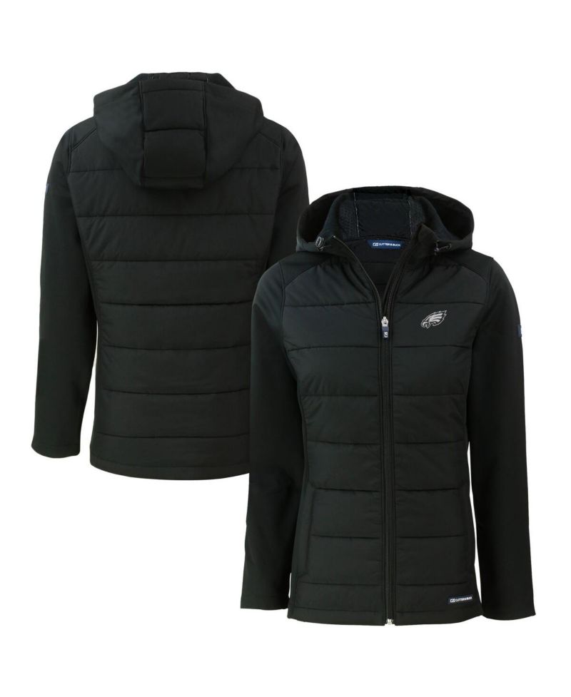 Women's Black Philadelphia Eagles Evoke Hybrid Eco Softshell Full-Zip Hoodie Jacket