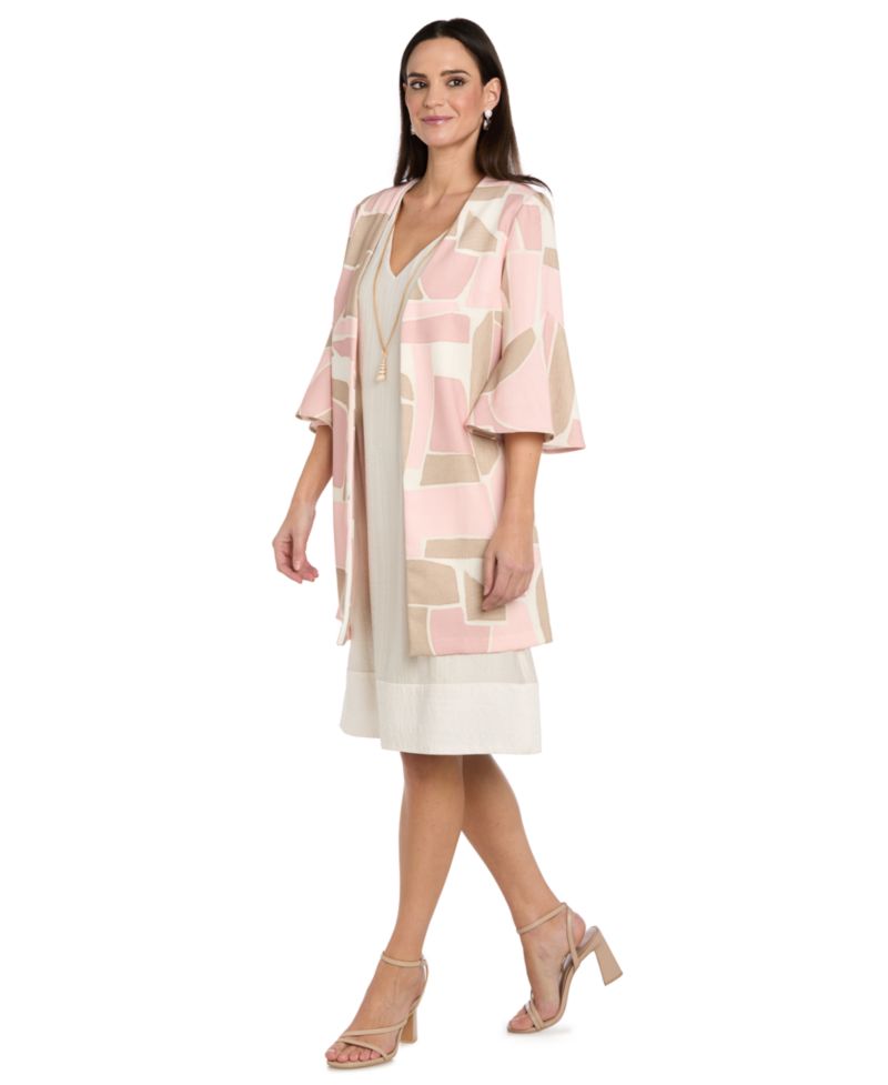 RM Richards Women's V-Neck Dress & Printed Jacket