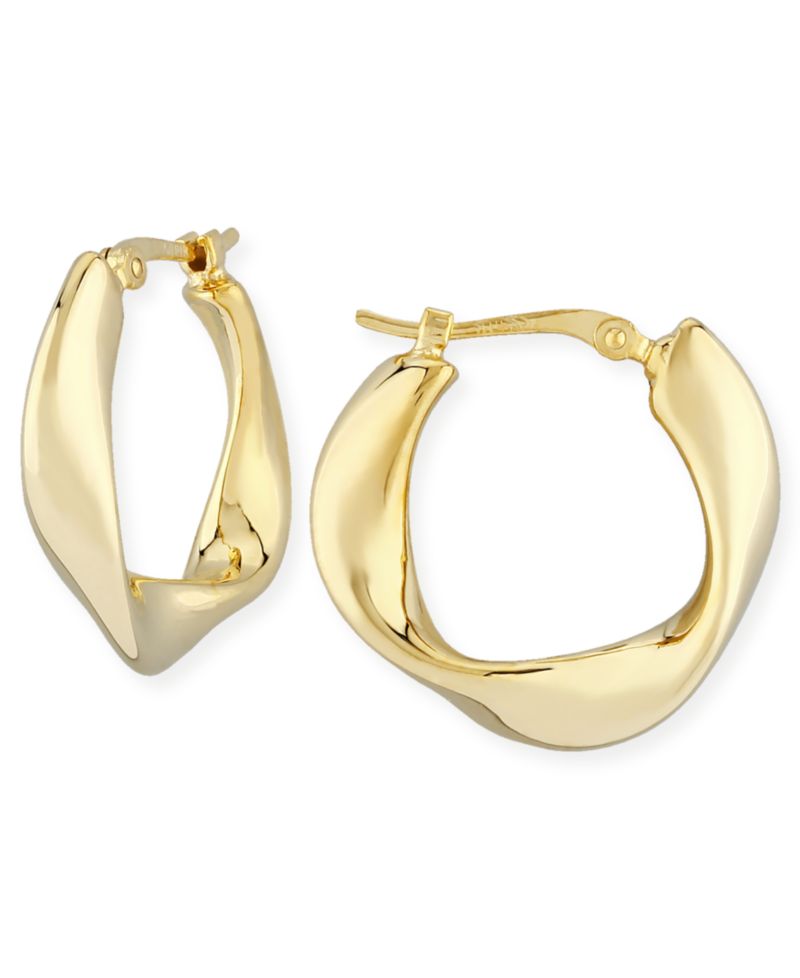 Flat Twist Hoop Earrings Set in 14k Gold