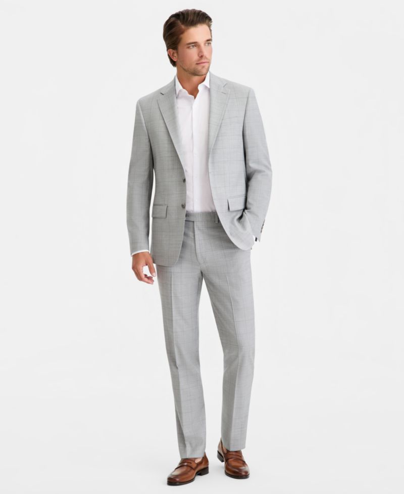 Men's Slim-Fit Wool-Blend Plaid Suit Separates