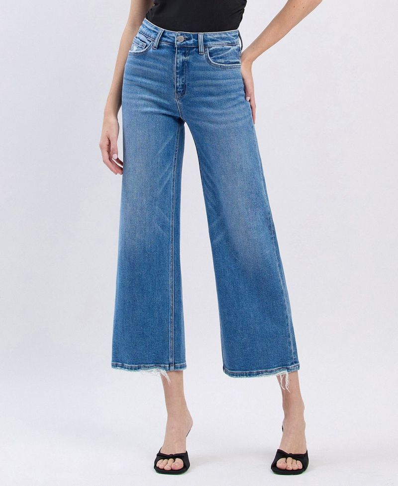 Women's High Rise Crop Wide Leg Jeans