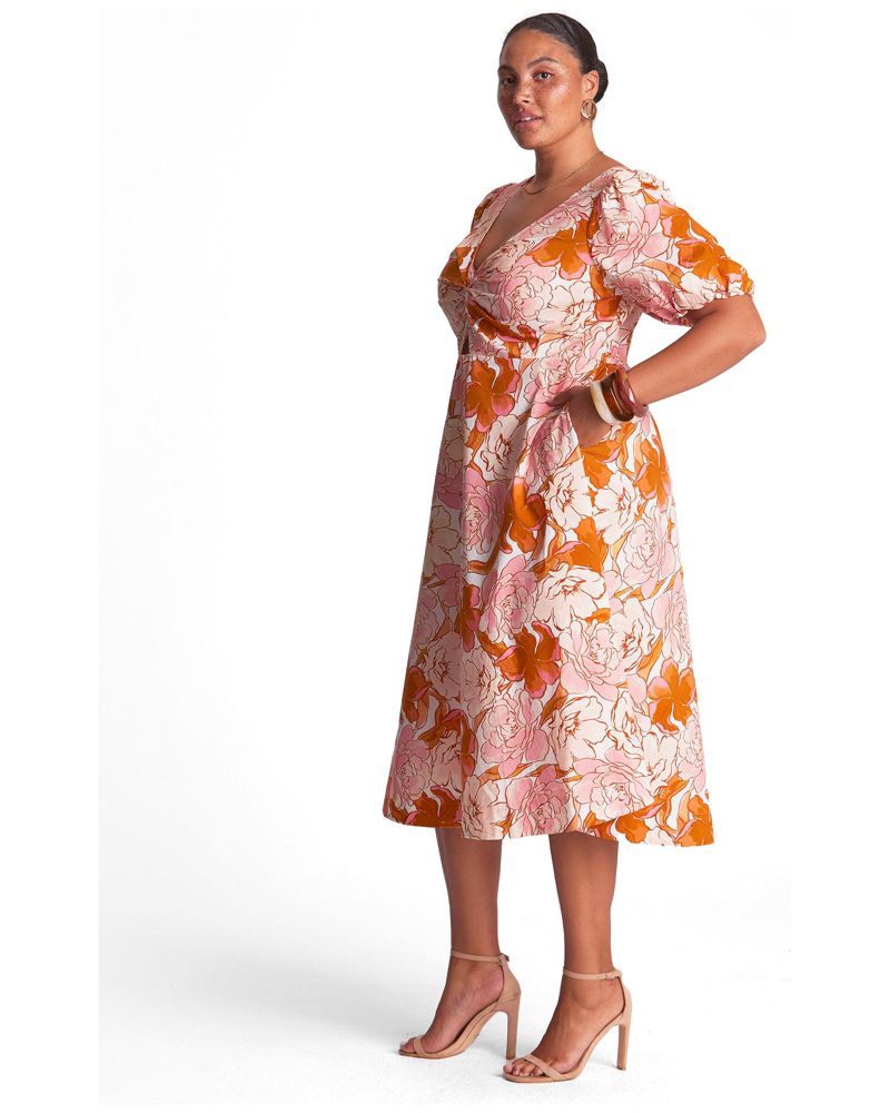 Women's Amira Cotton Twist-Front Fit Flare Midi Dress
