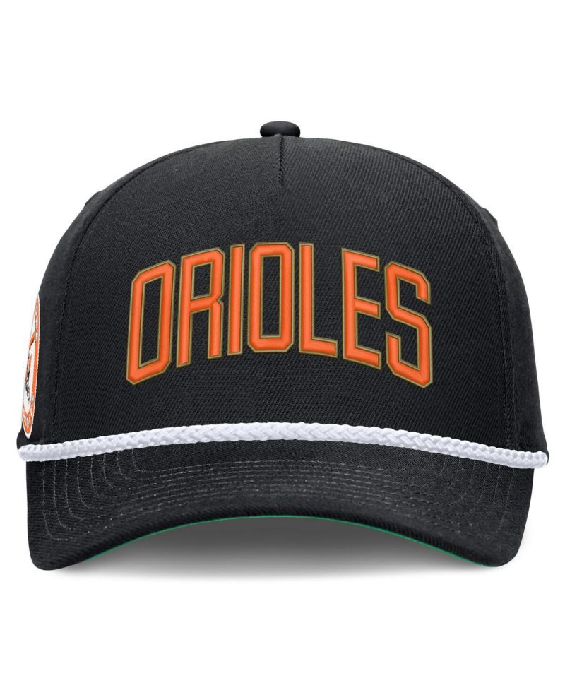 Men's Black Baltimore Orioles Cooperstown Collection Rise Adjustable Hat