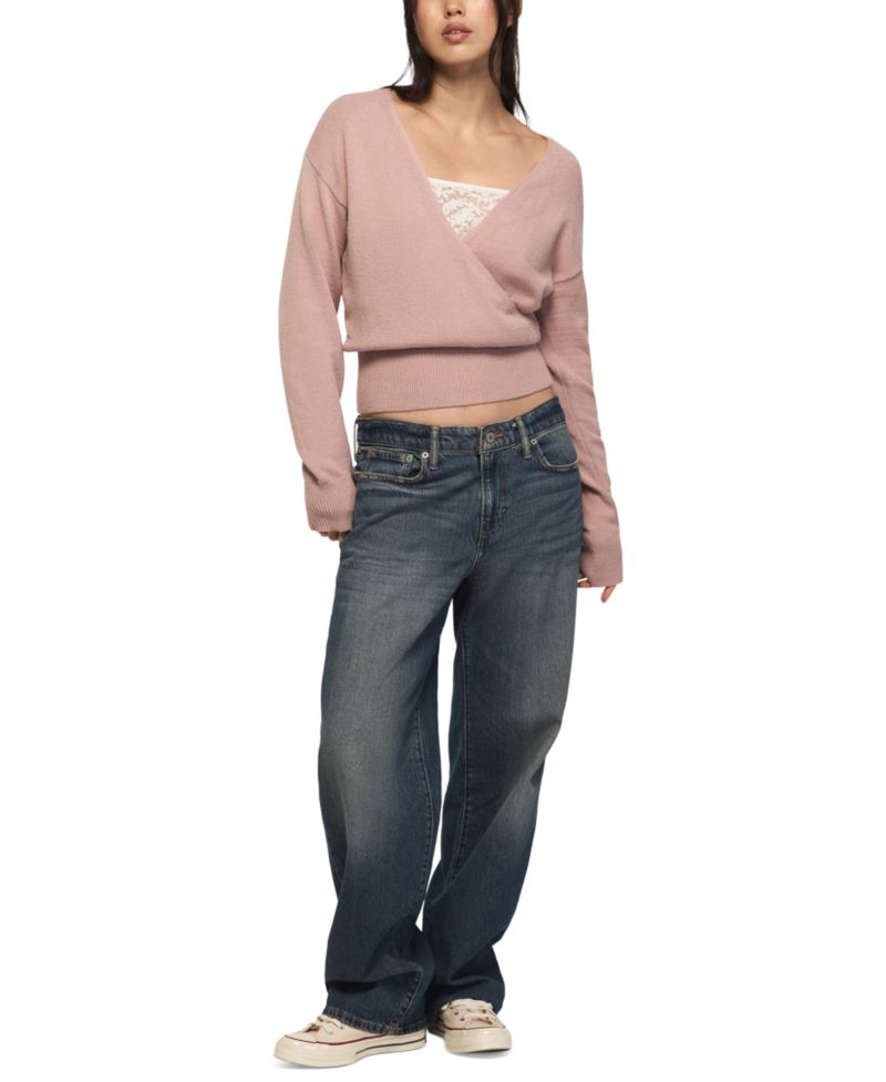 Women's Cloud Surplice V-Neck Long-Sleeve Sweater