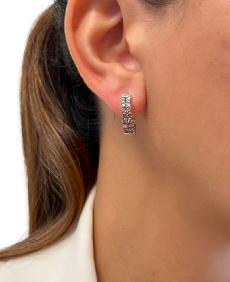 Ombr&eacute;® Chocolate Diamond Ombr&eacute; In & Out Small Hoop Earrings (2-1/4 ct. t.w.) in 14k White Gold, 0.75"