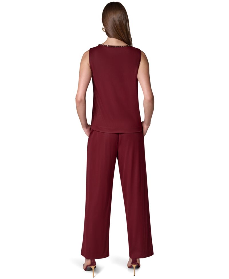 Women Beaded Boat-Neck Sleeveless Camisole