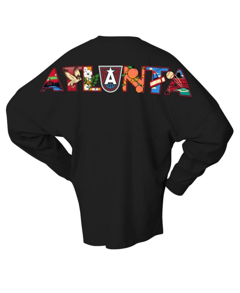 Women's Black Atlanta Dream Oversized Preppy City Long Sleeve T-Shirt