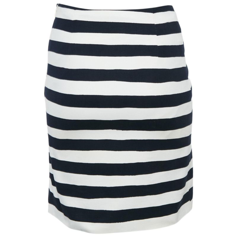 Women's Cheap And Chic White/navy Blue Stripe Cotton Mini Skirt