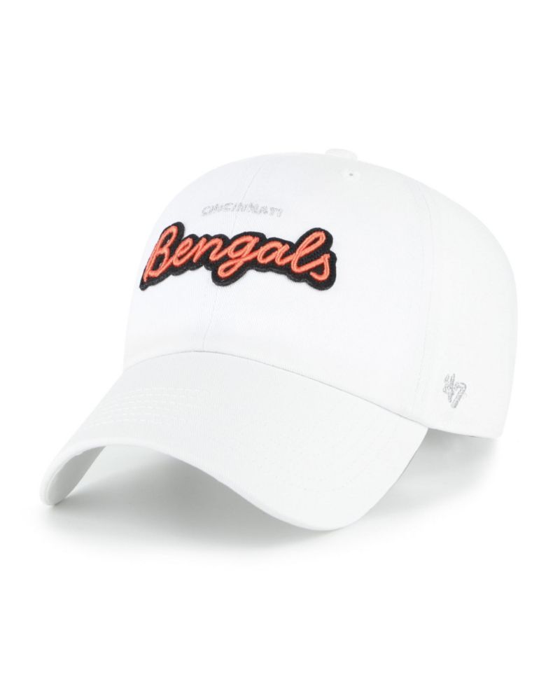 Women's White Cincinnati Bengals Trendy Script Clean Up Adjustable Hat