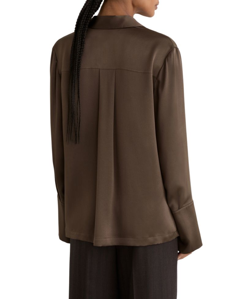 Women's Marina Silk Open-Collar Blouse