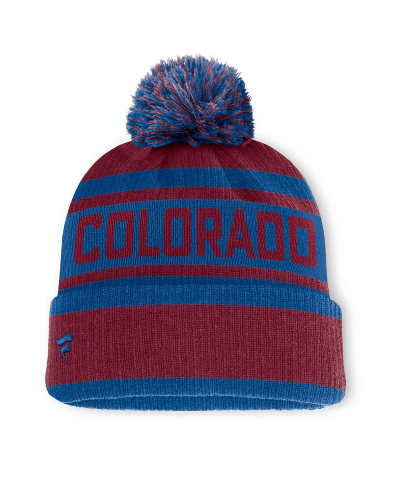 Men's Burgundy/Blue Colorado Avalanche Fundamental Cuffed Knit Hat with Pom