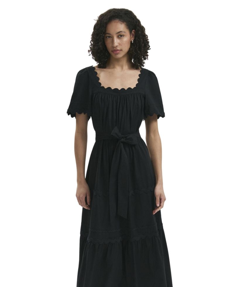 Women's Corina Square Neck Short-Sleeve Tiered Midi Dress