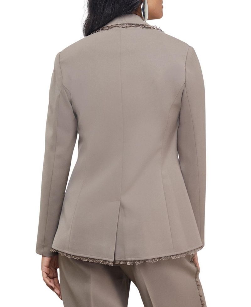 Women's Oversized Lace Frill Trim Blazer