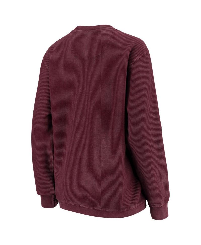 Women's Maroon Distressed Texas A&M Aggies Comfy Cord Vintage-Like Wash Basic Arch Pullover Sweatshirt