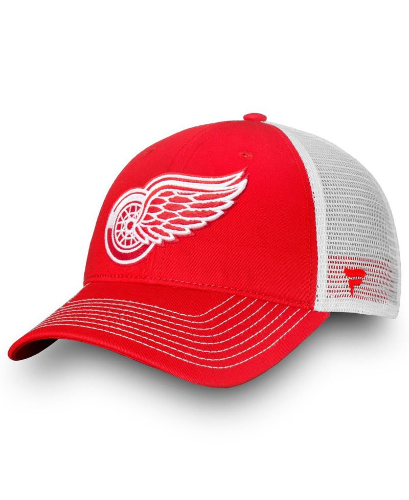 Men's Red, White Detroit Red Wings Slouch Core Primary Trucker Snapback Hat