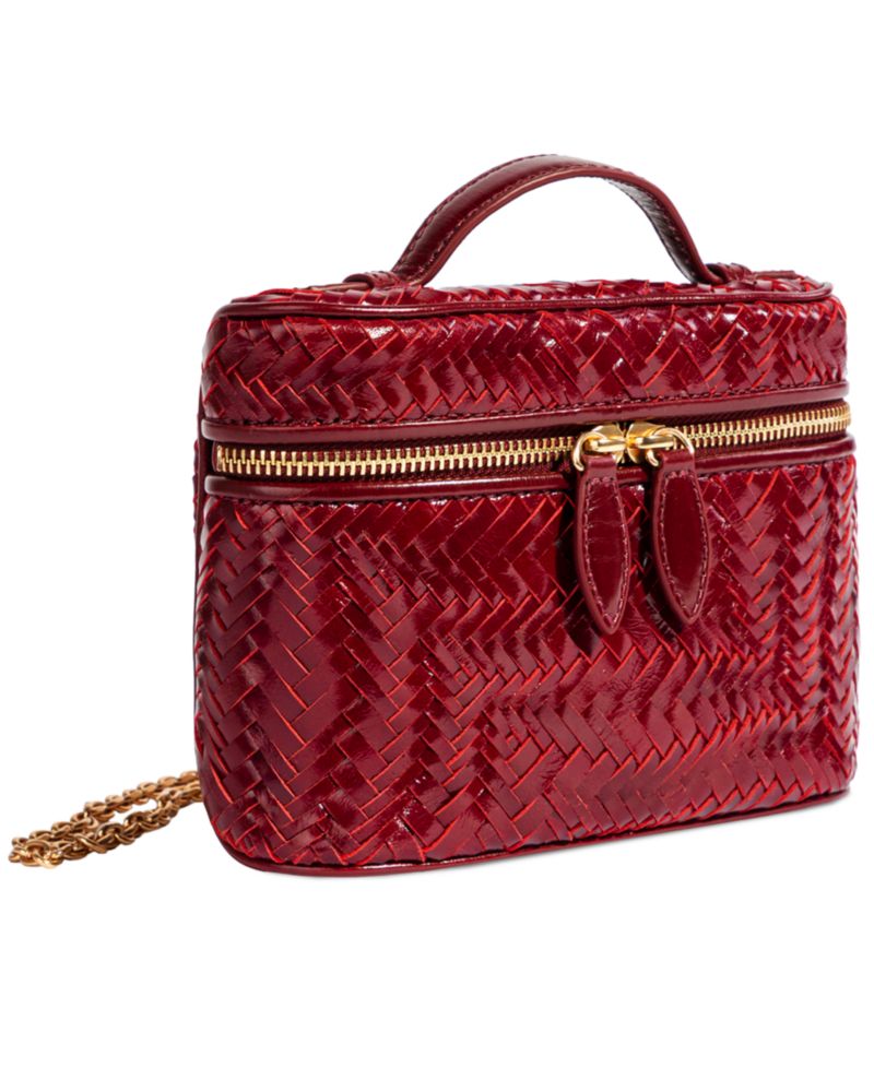 Charli Woven Leather Small Top Handle Crossbody Handbag