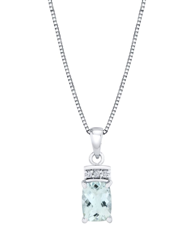 Aquamarine (1-1/4 ct. t.w.) & Diamond Accent Pendant Necklace in 14k White Gold