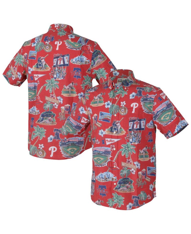 Men's Red Philadelphia Phillies Scenic Tri-Blend Button-Down Shirt