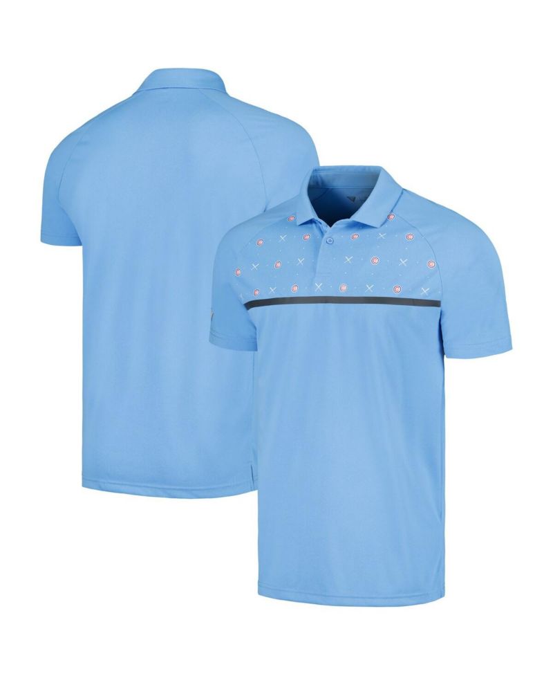 Men's Light Blue Chicago Cubs Sector Batter Up Raglan Polo Shirt