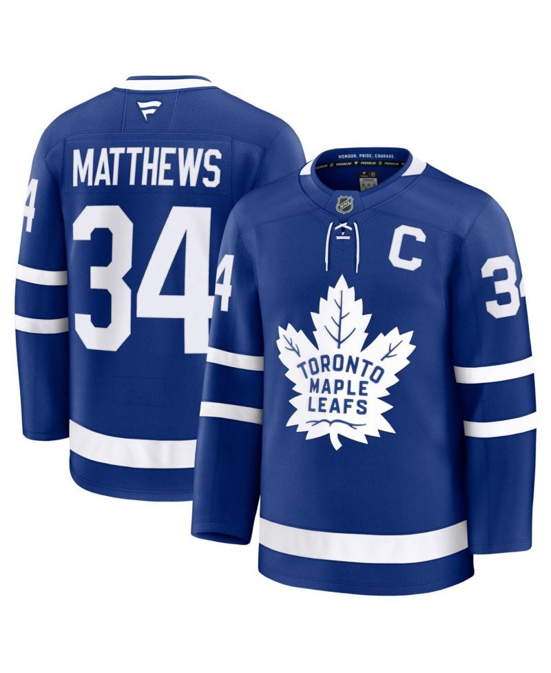Men's Auston Matthews Blue Toronto Maple Leafs Captain Patch Home Premium Jersey