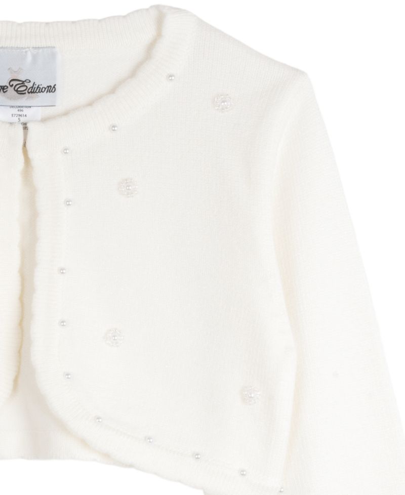 Big Girls Imitation Pearl Embellished Cardigan