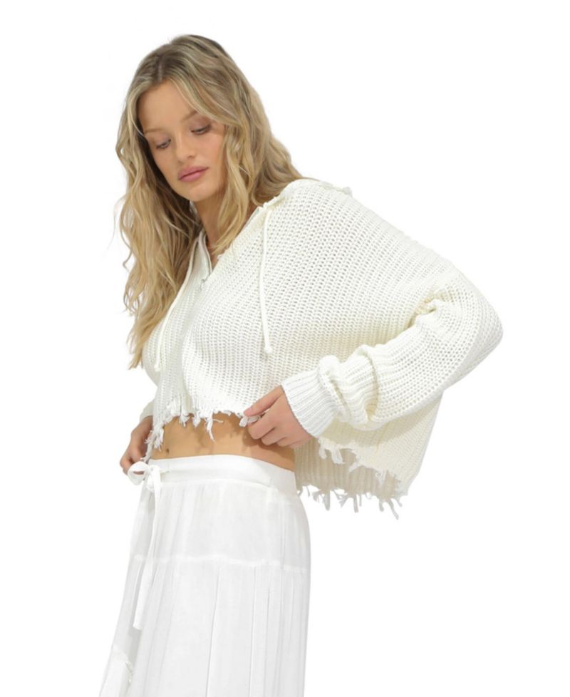 Women's Another Love Fringe Knit Zip Cardigan
